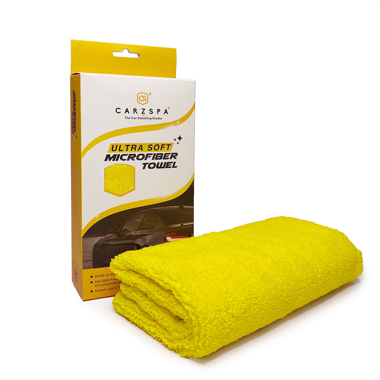 CarzSpa 500gsm Edgeless Ultra Soft Microfiber Towel 40x40cm AutoFresh.in