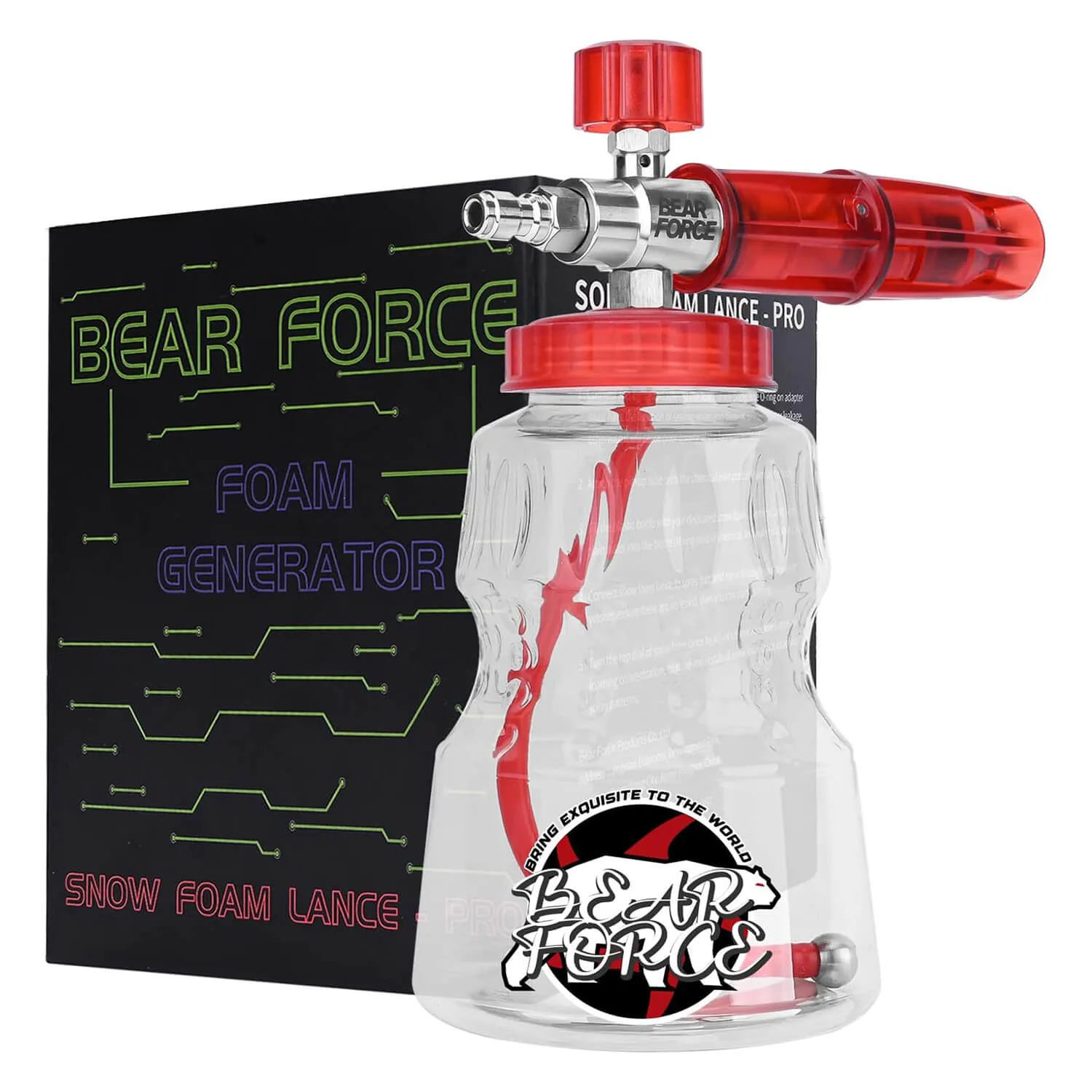 stainless steel foam cannon bear-force-foam-canon-red-stainless-steel