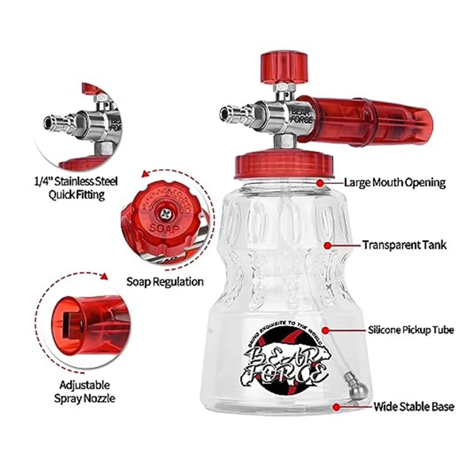 stainless steel foam cannon bearforce-foam-canon-red-stainless-steel