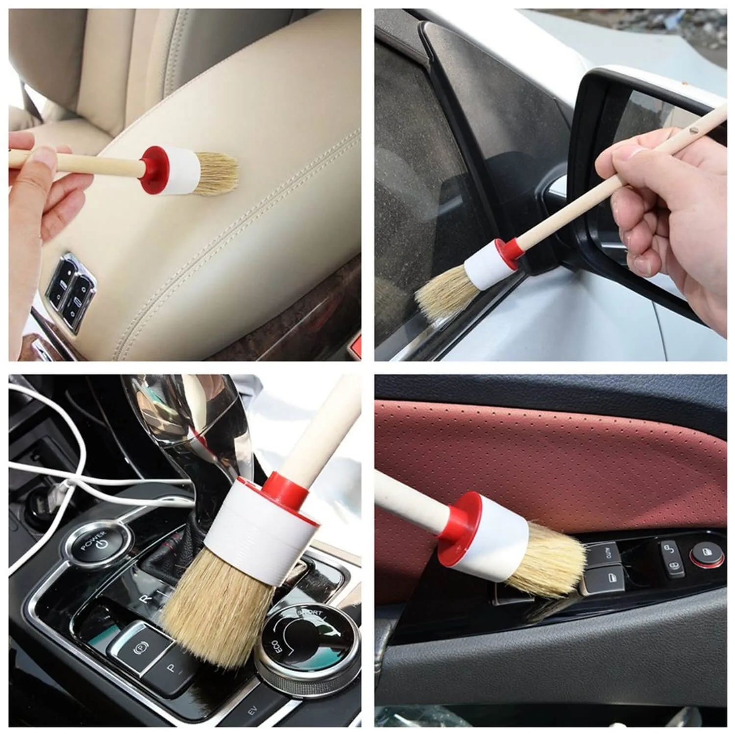 wooden handle dressing brush multi-purpose-dressing-brush-car-white